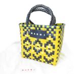 良品 MARNI マルニ フラワーマーケット ピクニックバッグ カゴバッグ ハンドバッグ イエロー ブラック レディース 古着 中古