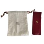  хорошая вещь IL BISONTE Il Bisonte кожа Logo type вдавлено . пенал красный мужской женский б/у одежда б/у 