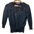  прекрасный товар M-PREMIER BLACK M тянуть mie черный цветочный узор ансамбль вязаный кардиган cut and sewn 36 черный женский б/у одежда б/у 