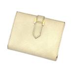 HERMES エルメス ベアンミニ コンパクトウォレット ヴォーエプソン レザー 二つ折り財布 オフホワイト×ゴールドカラー金具 レディース 古着 中古