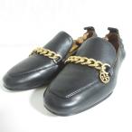 美品 TORY BURCH トリーバーチ レザー チェーン ローファー 88346 サイズ5M 22cm相当 ブラック レディース 古着 中古