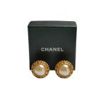  хорошая вещь 94A CHANEL Chanel Vintage поддельный жемчуг Circle зажим серьги с коробкой Gold цвет женский б/у одежда б/у 