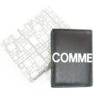 ショッピングGARCONS 美品 COMME des GARCONS コムデギャルソン HUGE LOGO ロゴデザイン カードケース 名刺入れ コンパクトウォレット ブラック メンズ レディース 古着 中古