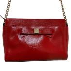 良品 kate spade NEW YORK ケイトスペードニューヨーク レザー リボンモチーフ ショルダーバッグ レッド レディース 古着 中古