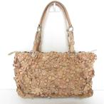 ショッピングビアジア FRANCESCO BIASIA フランチェスコビアジア レザー フラワーモチーフ ハンドバッグ トートバッグ ベージュ レディース 古着 中古