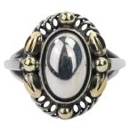 美品 Georg Jensen ジョージジェンセン ムーンライト・ブロッサム 1A 585 K14 925 コンビ リング 指輪 12号 シルバー ゴールド レディース 古着 中古