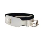  хорошая вещь BALLY Bally полоса кожа ткань комбинированный булавка пряжка ремень темно-синий × белый женский б/у одежда б/у 