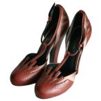 美品 Bottega Veneta ボッテガヴェネタ レザー Tストラップ パンプス サイズ37 24cm相当 ブラウン レディース 古着 中古