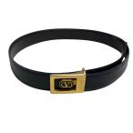  хорошая вещь VALENTINO GARAVANI Valentino galava-ni Logo пряжка кожаный ремень черный женский б/у одежда б/у 