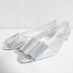  прекрасный товар TEMPERATE тонн pa Ray to лента туфли-лодочки резиновые сапоги балетки 37 прозрачный серебряный цвет женский б/у одежда б/у 