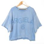  прекрасный товар 22SS MM6 Maison Margiela mezzo n Margiela ga- men to большой Logo Short рукав тренировочный футболка S голубой женский б/у одежда б/у 