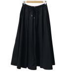 美品 24SS MONCLER モンクレール コットンポプリン ロングフレアスカート J10932D00007 サイズ40 ブラック レディース 古着 中古