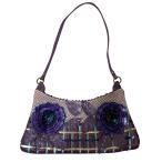 ショッピングスパンコール 美品 JAMIN PUECH ジャマンピュエッシュ フラワー スパンコール ショルダーバッグ パープル レディース 古着 中古