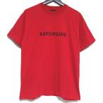 ショッピングバレンシアガ 良品 BALENCIAGA バレンシアガ 2022年モデル ミラーロゴプリント 半袖 Tシャツ XSサイズ 155/80A レッド メンズ レディース 古着 中古