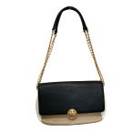 ショッピングトリーバーチ 美品 TORY BURCH トリーバーチ レザー チェーン ショルダーバッグ ブラック ベージュ レディース 古着 中古