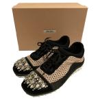 ショッピングMIUMIU 美品 miumiu ミュウミュウ ビジュースニーカー サイズ37 1/2 24.5cm相当 ピンク ブラック レディース 古着 中古