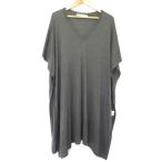 ショッピングエヴァ 美品 evam eva エヴァムエヴァ シルクカシミヤ 半袖 チュニック ニット カットソー プルオーバー グレー レディース 古着 中古