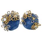  прекрасный товар 45R four ti пять a-ru индиго × серебряный. серьги цветочный узор темно-синий Gold цвет серебряный цвет женский б/у одежда б/у 