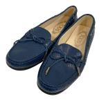  прекрасный товар TOD'S Tod's питон type вдавлено . кожа gomi-ni обувь для вождения размер 37.5 примерно 24.5cm темно-синий женский б/у одежда б/у 