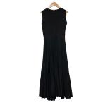 美品 23AW Mila Owen ミラオーウェン ランダムヘムプリーツドッキングワンピース 09WNO234917 サイズ0 ブラック レディース 古着 中古