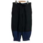  прекрасный товар Y's wise Yohji Yamamoto linen широкий конические брюки YG-P08-304 размер 2 черный голубой женский б/у одежда б/у 