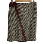 美品 FENDI フェンディ ひざ丈 タイト ツイード スカート サイズ40 ブラック レディース 古着 中古