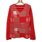 美品 COMME des GARCONS SHIRT コムデギャルソンシャツ パッチワークニット セーター W19507 サイズS レッド メンズ 古着 中古