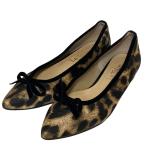  прекрасный товар LE TALONruta long Leopard рисунок po Inte dotu плоская обувь туфли-лодочки 35.5 22.5cm бежевый черный женский б/у одежда б/у 