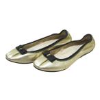  прекрасный товар Salvatore Ferragamo Salvatore Ferragamo vala лента балетки Flat туфли-лодочки размер 5 22.5cm Gold цвет женский б/у одежда б/у 