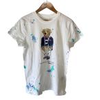 良品 POLO RALPH LAUREN ポロラルフローレン ペイント ポロベア Tシャツ ガールズ160 ホワイト キッズ 古着 中古