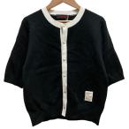 未使用 24SS CABaN キャバン コットンカシミヤ バイカラー ハーフスリーブ ニットカーディガン 39-02-41-02009 FREE ブラック レディース 古着 中古