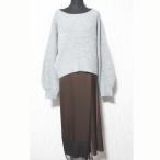 美品 25AW Diagram ダイアグラム グレースコンチネンタル レイヤード サテンレースニットワンピース 0325433331 36 グレー ブラウン レディース 古着 中古