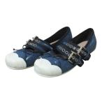  хорошая вещь MIU MIU MiuMiu повреждение обработка me Lee je-n Denim балетки Flat туфли-лодочки 36.5 примерно 23.5cm индиго голубой женский б/у одежда б/у 