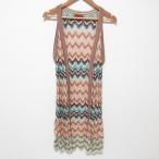 美品 MISSONI ミッソーニ シェブロン ノースリーブ シルクニット ロングカーディガン ジレ ベスト 40 マルチカラー レディース 古着 中古