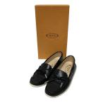  хорошая вещь TOD'S Tod's gomi-ni кожа Loafer мокасины deck shoes 37 24cm соответствует черный женский б/у одежда б/у 