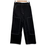  прекрасный товар 24SS CECILIE BAHNSENsesi Lee van senNONA TROUSERS WITH KNEE PATCH широкий Denim брюки 6 черный женский б/у одежда б/у 