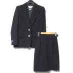 良品 YVES SAINT LAURENT イヴサンローラン リヴゴーシュ テーラードジャケット+ひざ上丈 スカート スーツ セットアップ 34 ネイビー レディース 古着 中古