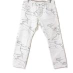 美品 MONCLER GENIUS モンクレールジーニアス 地図柄 マッププリント ボタンフライ デニムパンツ ジーンズ サイズ50 ホワイト メンズ 古着 中古