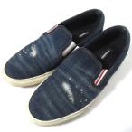 美品 DSQUARED2 ディースクエアード ダメージ加工 デニム スリッポン シューズ スニーカー 42サイズ 27cm相当 インディゴブルー メンズ 古着 中古