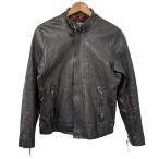 美品 Schott ショット ゴートレザー シングルライダースジャケット 3101025 M ブラック メンズ 古着 中古