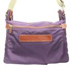 良品 Felisi フェリージ 9362/DS ナイロン レザー ショルダー バッグ 紫 パープル 茶 ブラウン ベージュ メンズ レディース 古着 中古