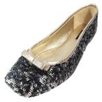  не использовался DOLCE&amp;GABBANA Dolce & Gabbana украшен блестками Flat балетки туфли-лодочки лента 37 черный Gold женский б/у одежда б/у 