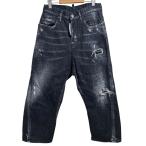 美品 Dsquared2 ディースクエアード ダメージ加工 ストレッチ ボタンフライ ジーンズ デニムパンツ 34 ブラック レディース 古着 中古