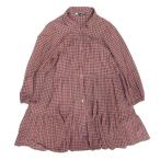 美品 ZARA ザラ ギンガムチェック ティアード シャツワンピース 長袖 Aライン ドレス XS ブラウン×ブラック レディース 古着 中古