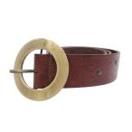 DOLCE&GABBANA ドルチェ&ガッバーナ クラフト 型押し 総柄 スタッズ ベルト ラウンドバックル ハトメ 85-34 ブラウン メンズ 古着 中古