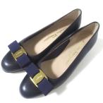 未使用 Salvatore Ferragamo サルヴァトーレフェラガモ ヴァラリボン リザード型押しレザー パンプス サイズ5C 約22.5cm パープル レディース 古着 中古