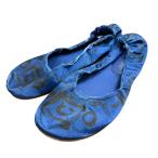  прекрасный товар MARNI Marni общий рисунок балетки Flat туфли-лодочки 36 1/2 23.5cm голубой женский б/у одежда б/у 