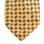  не использовался LANCEL Lancel peiz Lee цветочный принт шелк галстук постоянный Thai костюм бизнес вечеринка желтый желтый мужской б/у одежда б/у 