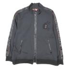 ショッピングブラックレーベル 良品 BLACK LABEL CRESTBRIDGE ブラックレーベル・クレストブリッジ スタンドカラーブルゾン ジャージ トラックジャケット ブラックLL メンズ 古着 中古
