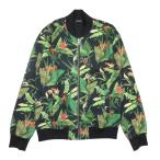 ショッピングzara 良品 ZARA MAN ザラマン ボタニカル柄 ブルゾン ジップアップ ジャケット アウター 42 黒 ブラック マルチカラー メンズ 古着 中古